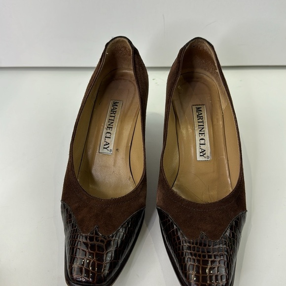 Martine Clay Brown Suede Heel Pumps - Picture 3 of 12